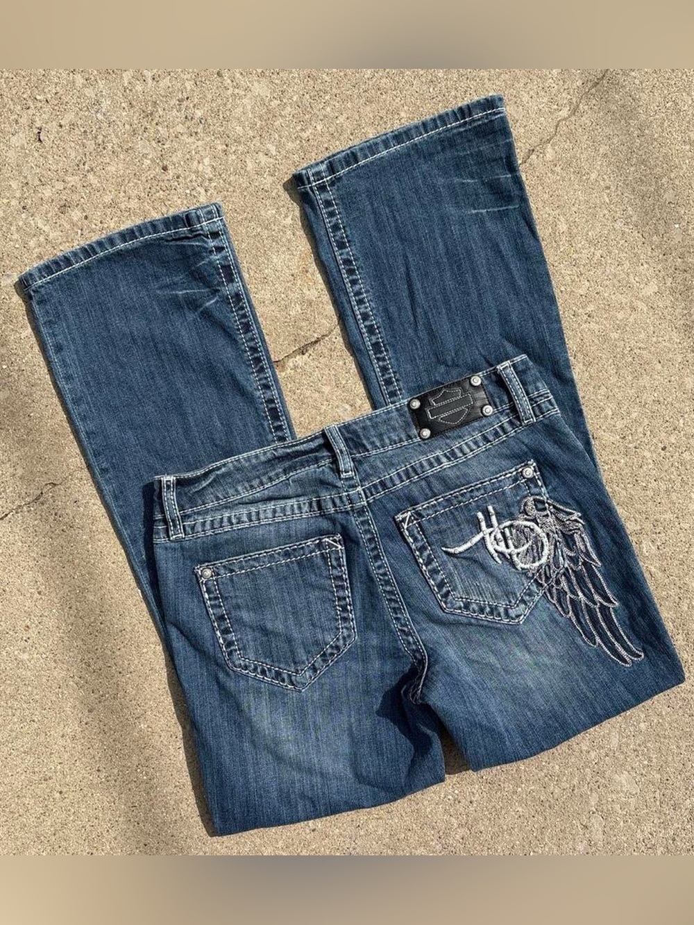 Vintage Harley Davidson Angel Wing Biker flare jeans